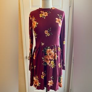 Rust Floral Skater Dress